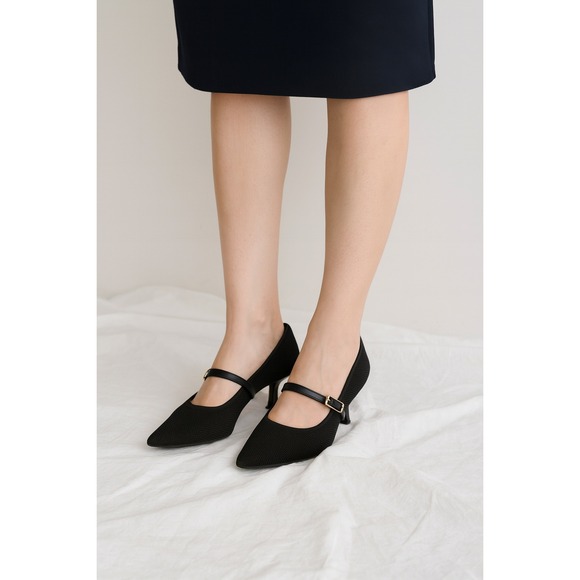 Cosy Island Black Mary Jane Stiletto Heels Pointed Toe Buckle Shoes Size 7.5 - Picture 1 of 12